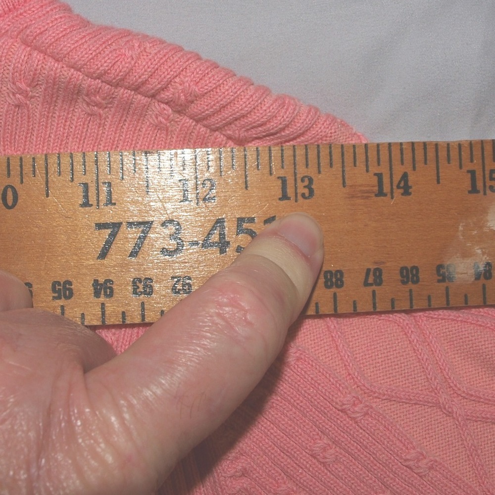 Liz Golf Full Zip Cardigan Cable Knit Mock Neck Sweater Coral Pink M - Picture 5 of 8
